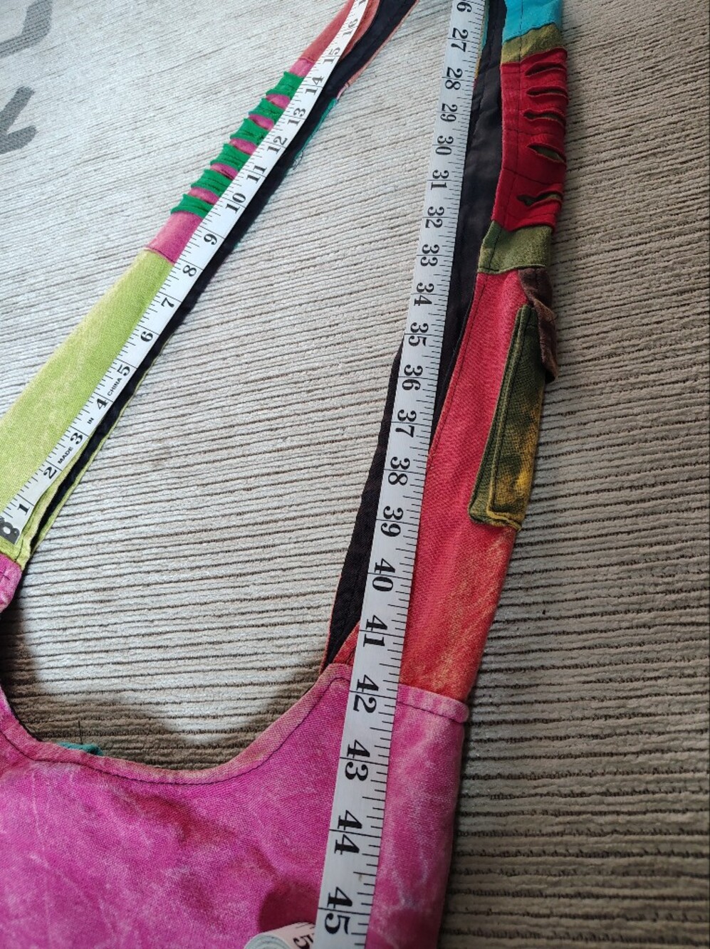 India Boutique Multicolor Patchwork Hobo Bag with Floral & Peace Motifs - Picture 6 of 8